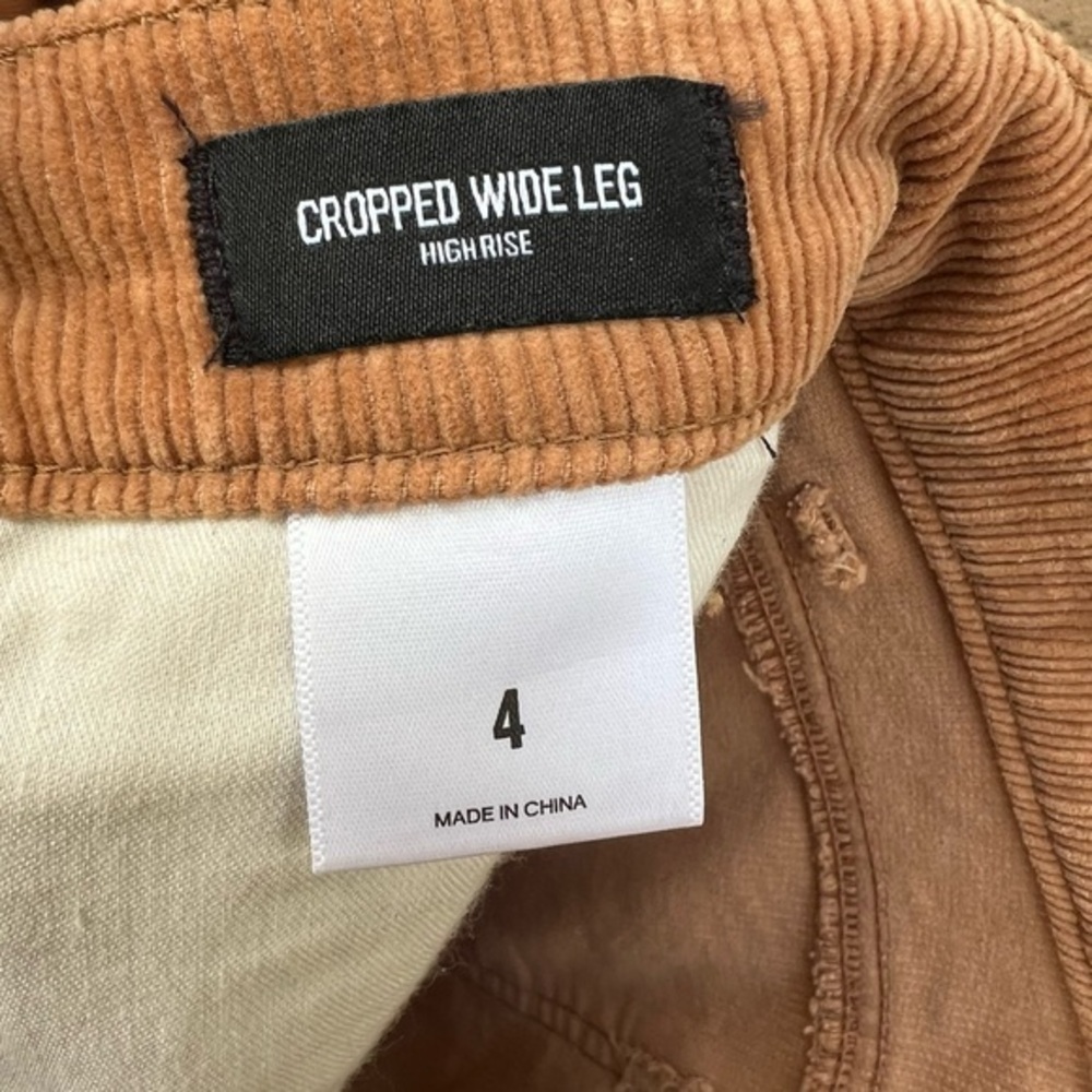 EXPRESS Corduroy Cropped Wide Leg High‎ Rise Pants in Tan Khaki Womens Size 4 - Picture 6 of 11